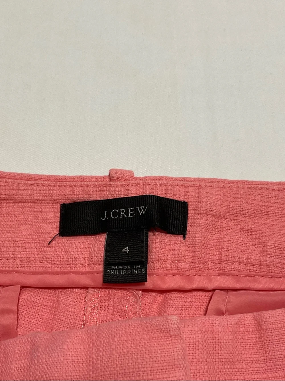 J Crew 4 Shorts Scalloped Hem Chino Linen Cotton Blend Pockets